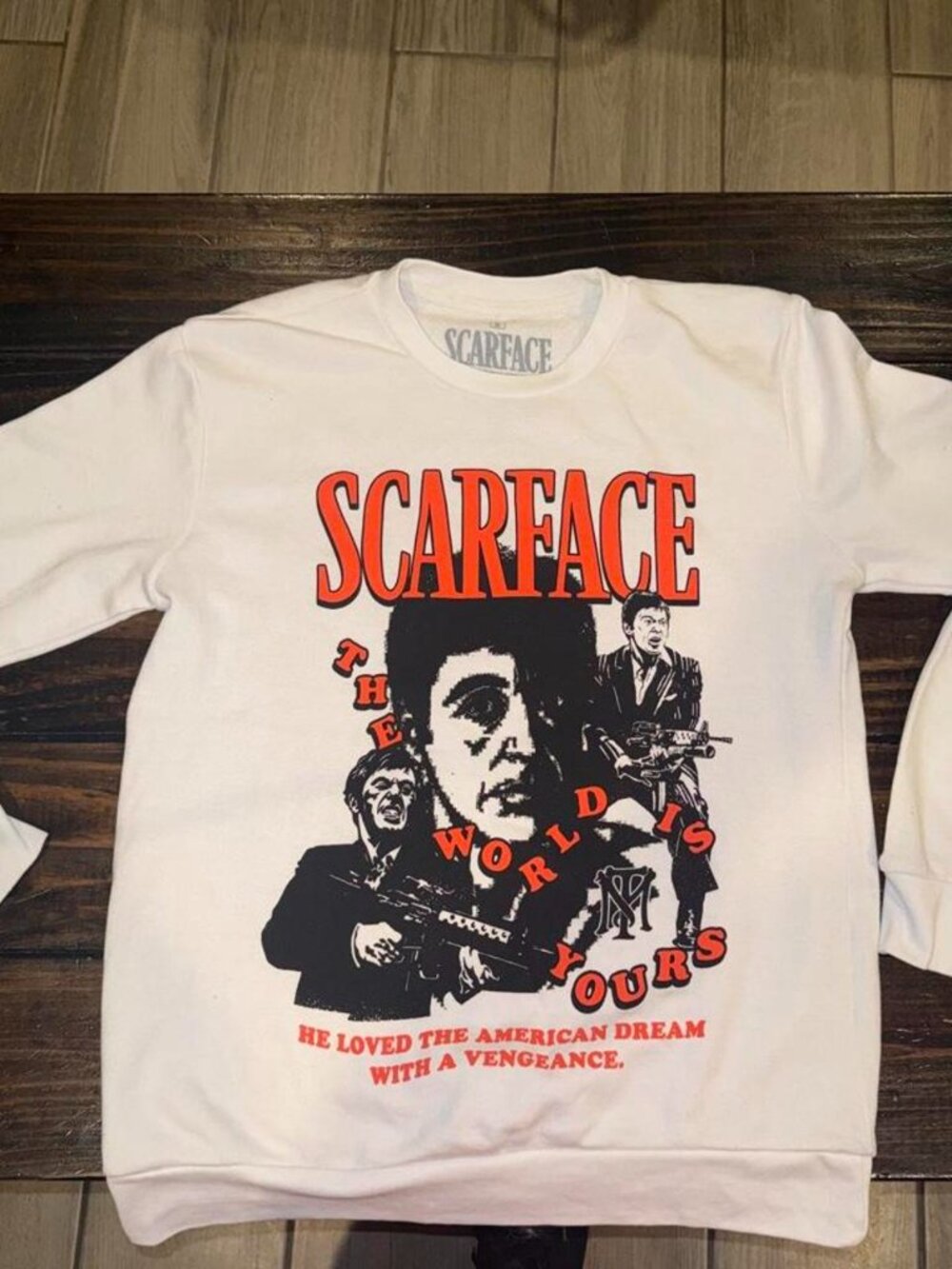 White Scarface Womens crewneck sweatshirt